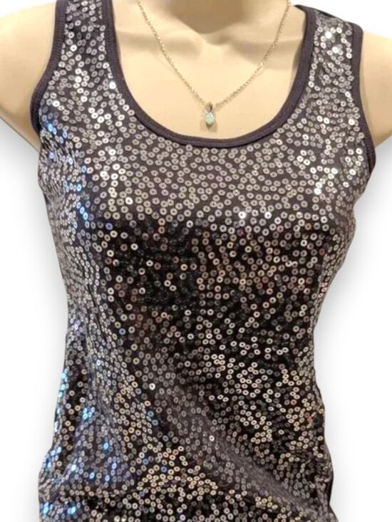 Rue21 Tops - Rue21 Dark Gray Tank Top with Silver Sequin Small Excellent Used Condition